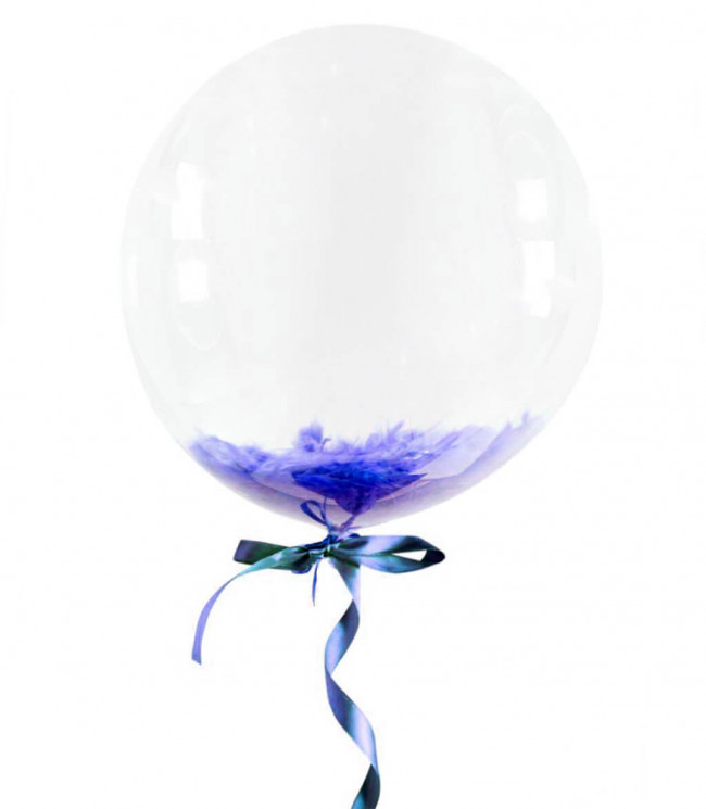 Шар (18''/46 см) Сфера 3D, Deco Bubble, с перьями на выбор - в магазине «ШарикClub»