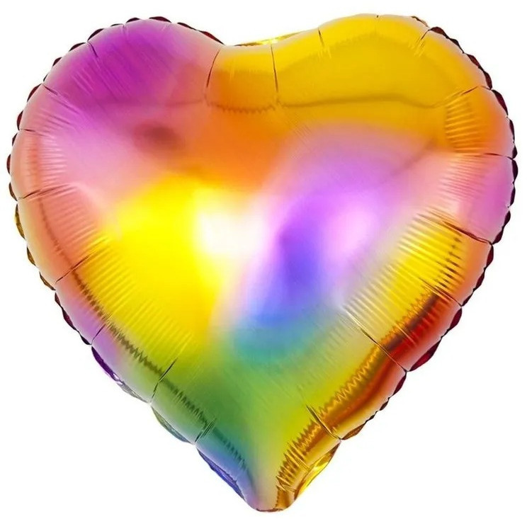 Шар (18''/46 см) Сердце, Радужные блики, Разноцветный, Градиент - в магазине «ШарикClub»