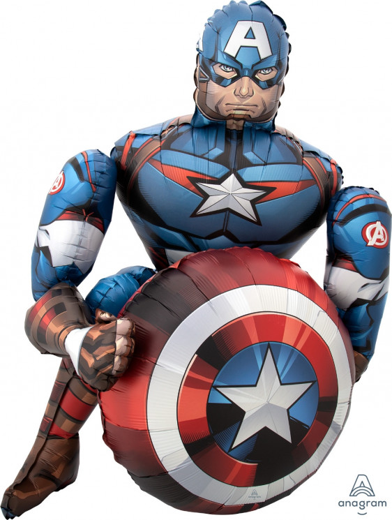 Шар (39''/99 см) Ходячая Фигура, Мстители, Капитан Америка - в магазине «ШарикClub»