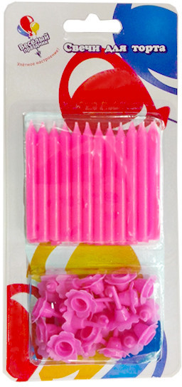 Свечи Розовый, 6 см, 24 шт. с держат. - в магазине «ШарикClub»