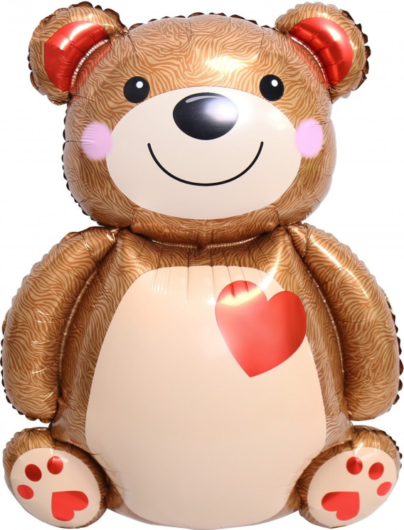 Шар (33''/84 см) Фигура, Мишка с сердцем - в магазине «ШарикClub»