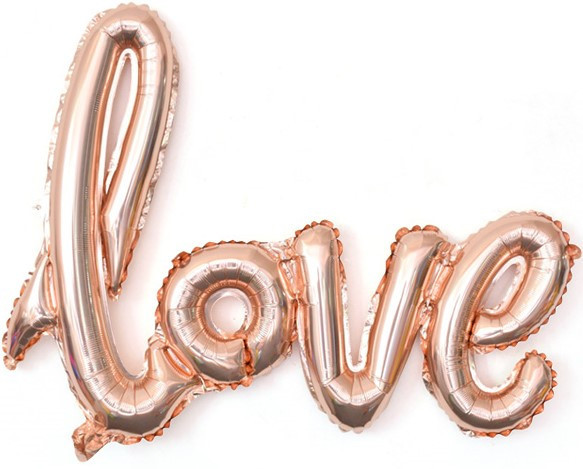 Шар (41''/104 см) Фигура, Надпись "Love", Розовое Золото - в магазине «ШарикClub»