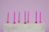 Свечи Сверкающий глиттер, Розовый, с блестками, 6 см, 24 шт. с держат. - в магазине «ШарикClub»