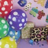 Шар (12''/30 см) Белые точки, Ассорти, пастель, 5 ст