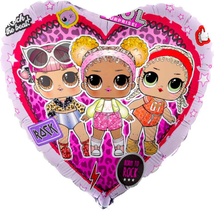 Шар (18''/46 см) Сердце, Кукла ЛОЛ (LOL), Стильные подружки, Розовый - в магазине «ШарикClub»