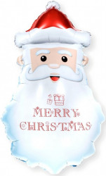 Шар (33''/84 см) Фигура, Голова, Дед Мороз (борода в снежинках)