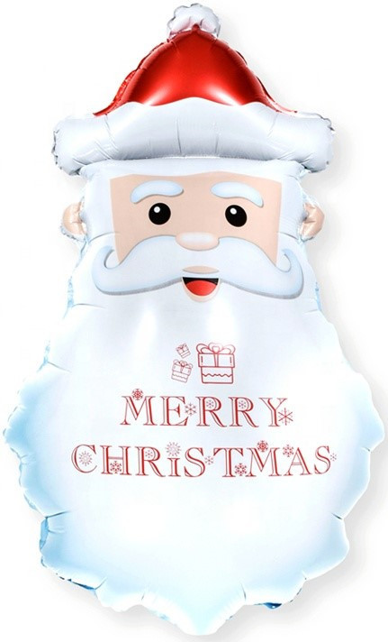 Шар (33''/84 см) Фигура, Голова, Дед Мороз (борода в снежинках) - в магазине «ШарикClub»