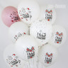 Воздушный шар (12''/30 см) С Новым Годом! (снежинки и подарки), Белый (200), пастель, 5 ст