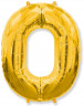 Шар (40''/102 см) Цифра, 0, Золото - в магазине «ШарикClub»