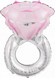 Шар (28''/71 см) Фигура, Кольцо с бриллиантом, Розовый