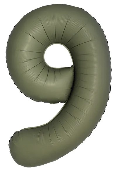 Шар (40''/102 см) Цифра, 9 Slim, Оливковый, Матовый