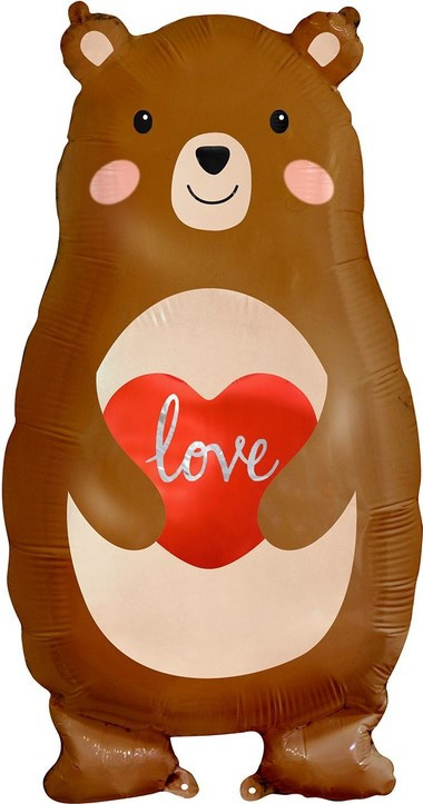 Шар (31''/79 см) Фигура, Мишка с сердцем - в магазине «ШарикClub»