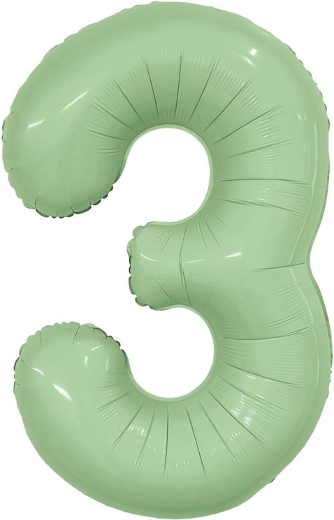 Шар (40''/102 см) Цифра, 3 Slim, Олива