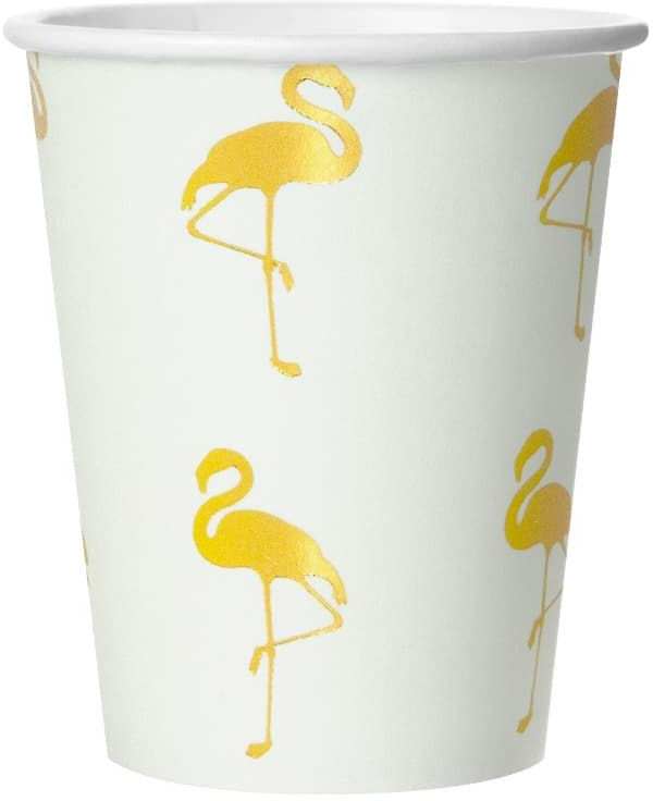 Стаканы (250 мл) Золотой фламинго, Белый, Металлик, 6 шт. - в магазине «ШарикClub»
