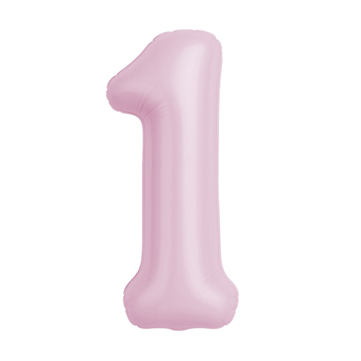 Шар (40''/102 см) Цифра, 1 Slim, Зефирный