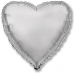 Фольгированный шар (32''/81 см) Сердце, Серебро