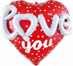 Шар (25''/64 см) Сердце, 3D Love (признание в любви), Красный