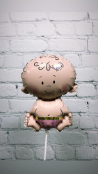 Воздушный шар (13''/33 см) Мини-фигура, Малышка девочка, Розовый, 1 шт.