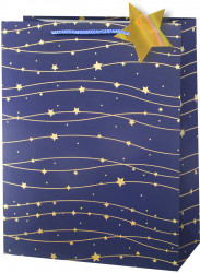 Пакет подарочный, Звезды Ассорти, Дизайн №3, Металлик, 23,5*19,5*8 см, 1 шт