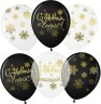 Шар (12''/30 см) С Новым Годом! (золотые снежинки), Ассорти, кристалл, 5 ст - в магазине «ШарикClub»