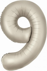 Шар (40''/102 см) Цифра, 9 Slim, Кремовый, Сатин