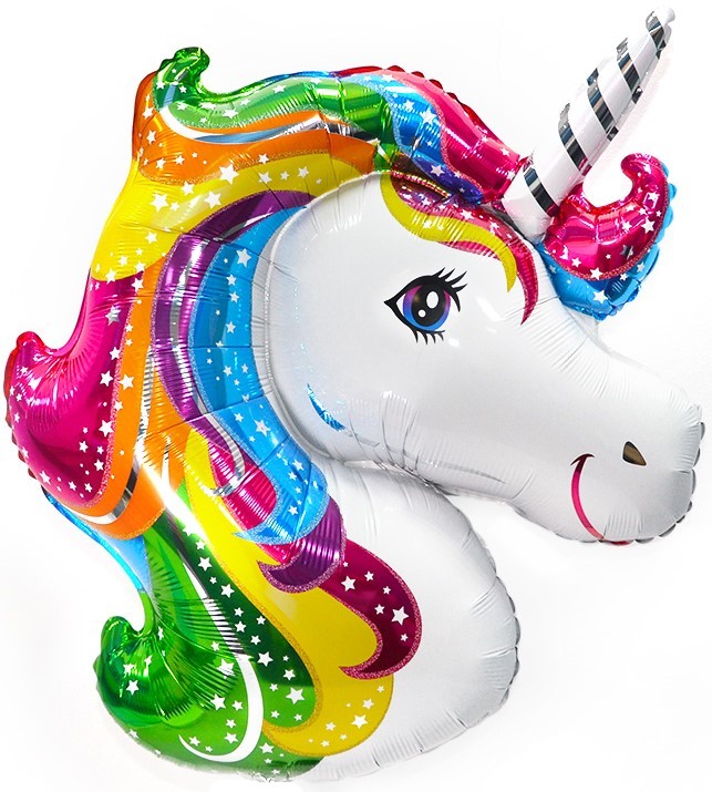 Шар (41''/104 см) Фигура, Голова, Радужный Единорог - в магазине «ШарикClub»
