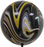 Шар 3D (22''/56 см) Сфера, Мрамор, Черный/Золото, Агат - в магазине «ШарикClub»