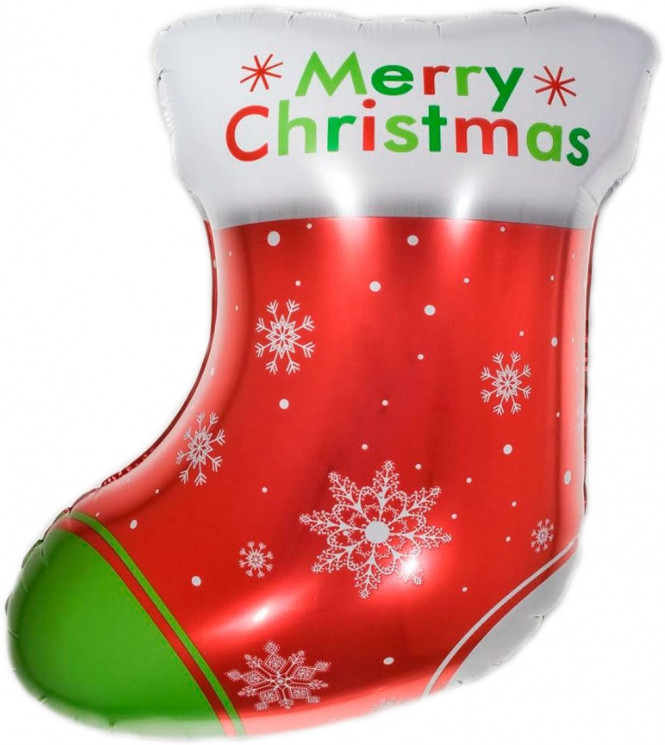 Шар (24''/61 см) Фигура, Новогодний носок для подарков, Красный - в магазине «ШарикClub»