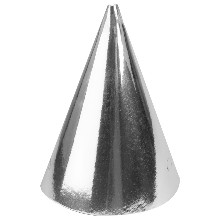 Колпаки, Серебро, Металлик, 16 см, 6 шт. в уп. - в магазине «ШарикClub»