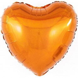 Шар (18''/46 см) Сердце, Оранжевый, Голография