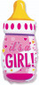 Шар (31''/79 см) Фигура, Бутылочка для девочки (сердечки), Розовый - в магазине «ШарикClub»