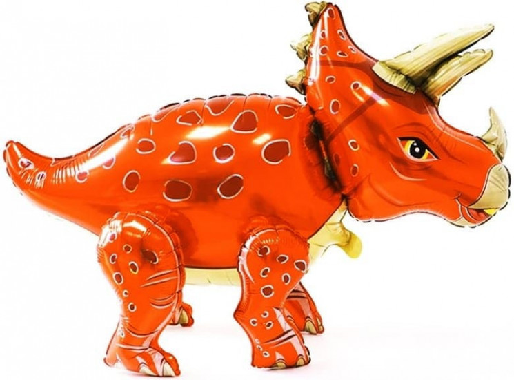 Шар 3D (36''/91 см) Фигура, Динозавр Трицератопс, Оранжевый - в магазине «ШарикClub»
