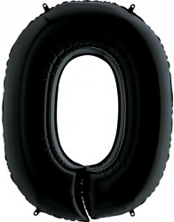 Воздушный шар (40''/102 см) Цифра, 0, Черный