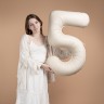 Шар (40''/102 см) Цифра, 5 Slim, Кремовый Латте, Матовый - в магазине «ШарикClub»
