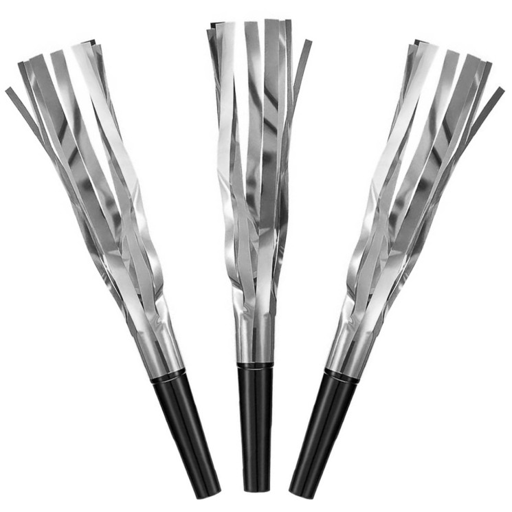 Карнавальные гудки, Шумчики, Серебро, Металлик, 16 см, 6 шт. в уп. - в магазине «ШарикClub»