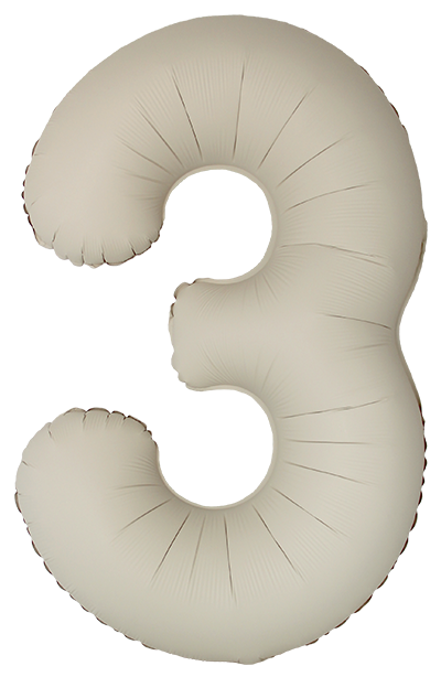 Шар (40''/102 см) Цифра, 3 Slim, Кремовый Латте, Матовый - в магазине «ШарикClub»