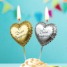 Свеча Сердце, Воздушный шар, на шпажке, Золото, Металлик, 1 шт. - в магазине «ШарикClub»