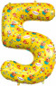 Шар (34''/86 см) Цифра, 5 Три Кота, Желтый - в магазине «ШарикClub»