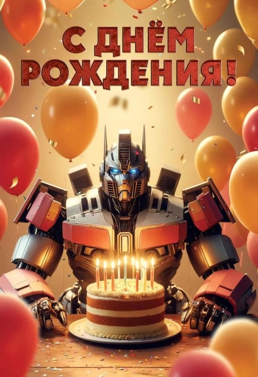 Открытка, С Днем Рождения! (трансформер с тортом), 12,6*18,2 см