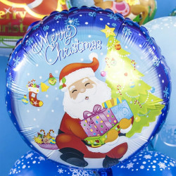 Шар (18''/46 см) Круг, Дед Мороз с подарками, Синий