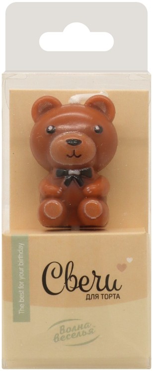Свечи Фигура 3D, Мишка, на шпажке, Коричневый, 2,5*4 + 3 см, с держат. - в магазине «ШарикClub»