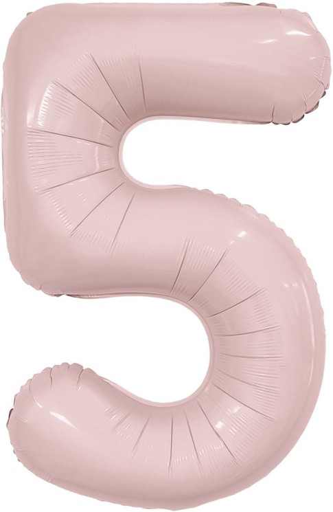 Шар (40''/102 см) Цифра, 5 Slim, Пыльная роза - в магазине «ШарикClub»
