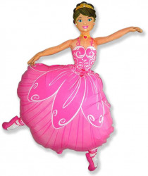 Шар (40''/102 см) Фигура, Балерина, Розовый