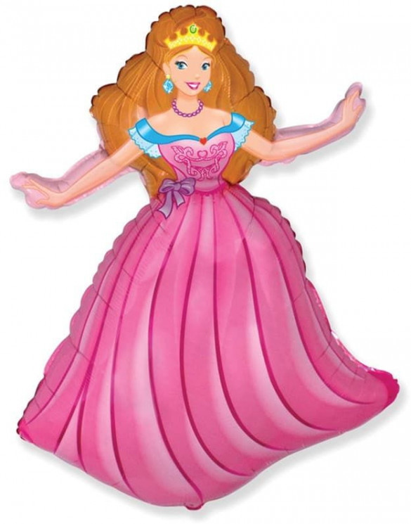 Шар (39''/99 см) Фигура, Принцесса, Розовый - в магазине «ШарикClub»