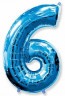 Шар (40''/102 см) Цифра, 6, Синий - в магазине «ШарикClub»