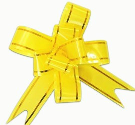 Бант Бабочка с золотой полосой Желтый (2,6''/7 см) - в магазине «ШарикClub»
