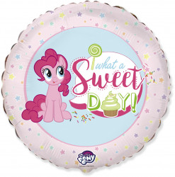 Шар (18''/46 см) Круг, My Little Pony, Лошадка Пинки Пай, Сладкий День!, Розовый