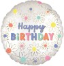 Шар (18''/46 см) Круг, С Днем Рождения (ромашки)