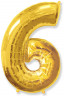 Шар (40''/102 см) Цифра, 6, Золото - в магазине «ШарикClub»