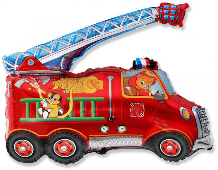 Шар (31''/79 см) Фигура, Пожарная машина, Красный - в магазине «ШарикClub»